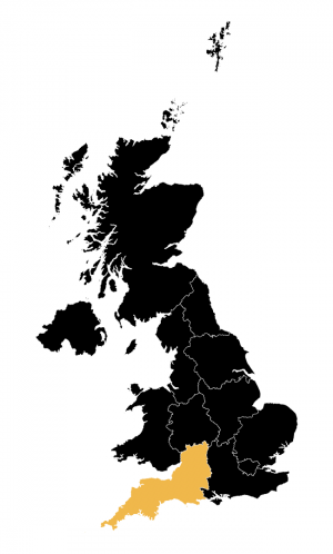 Map.004 UK regions map showing Somerset Area highlighted