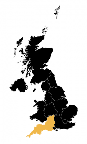 UK regions map showing Somerset Area