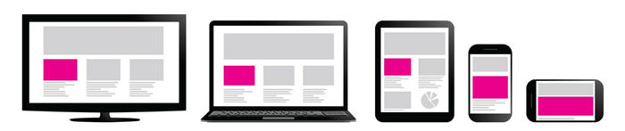 responsive website shown on different screen sizes