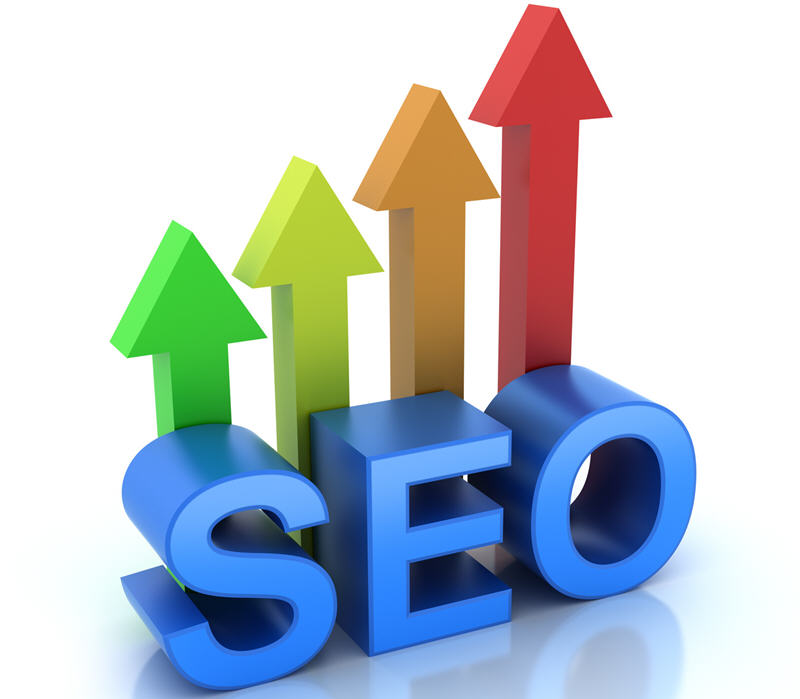 seo wording and up arrows graphic