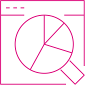 pie chart with a magnifying glass above